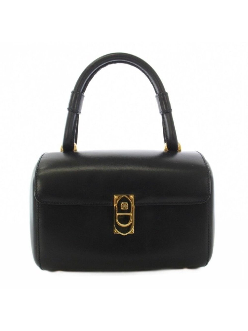 Loewe Vintage Handbag Anagram One Handle Leather Black